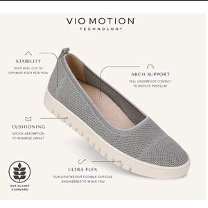 Vionic Uptown Skimmer Knit Women's Size 8 Slip-on Comfort Shoe Gray w/Sparkle
